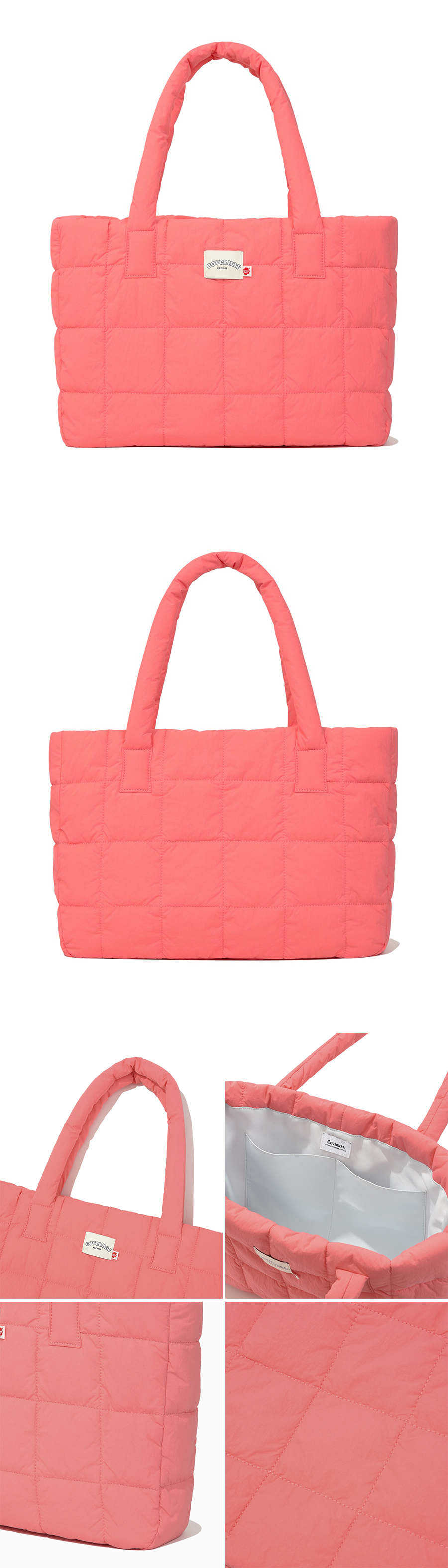 MUSINSA | COVERNAT WOMAN Clover Heart Quilted Big Tote Bag Pink