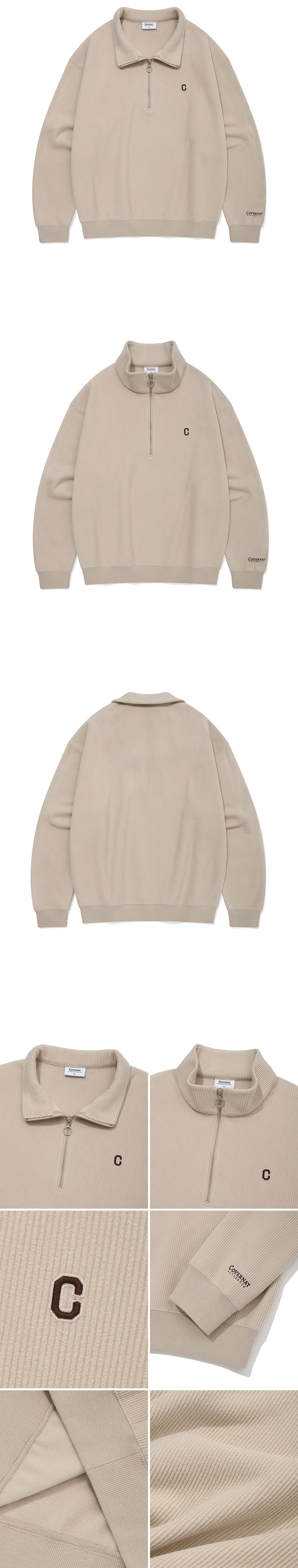 パーカー・フーディ COVERNAT Small C Logo Corduroy Half Zip-Up 4FT2026 MUSINSA | COVERNAT Small C Logo Corduroy Half Zip-Up Beige