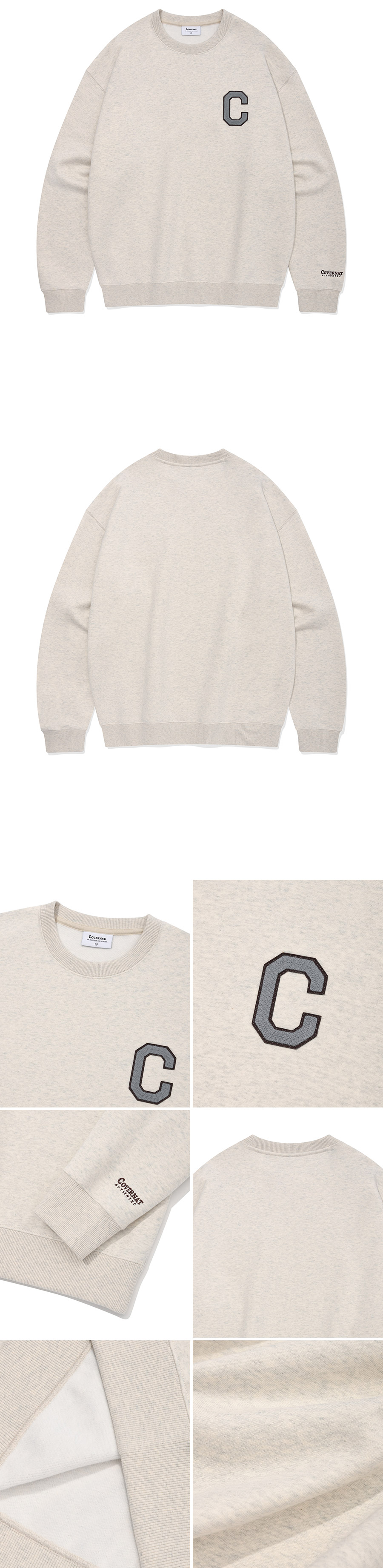 スウェット・トレーナー COVERNAT Small Authentic Man to Man Oatmeal MUSINSA | COVERNAT Arch Logo Half Zip Up Man to Man Oatmeal
