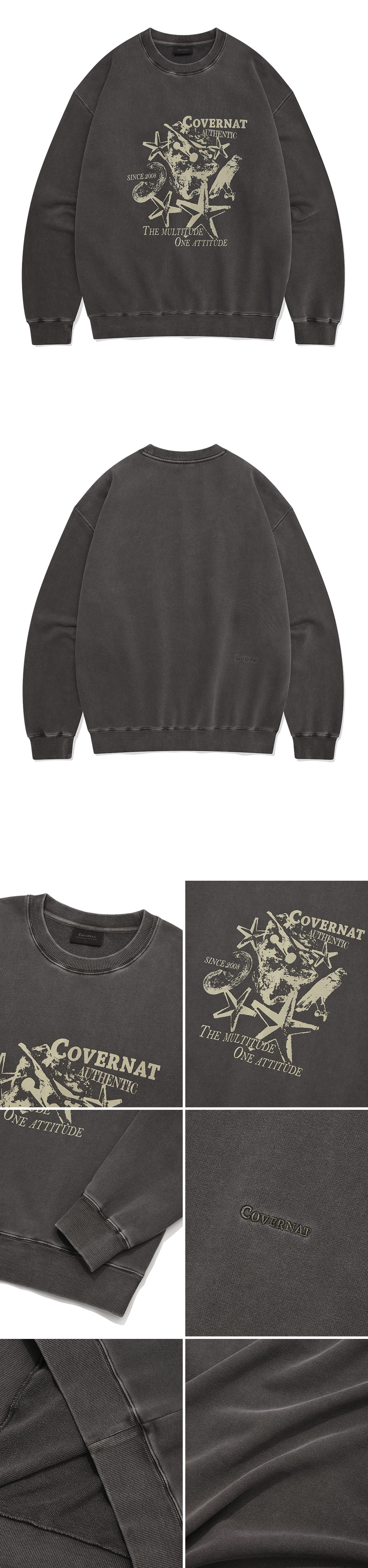 スウェット・トレーナー COVERNAT Starfish Pigment Man to Man Charcoal MUSINSA | COVERNAT Starfish Pigment Man to Man Charcoal