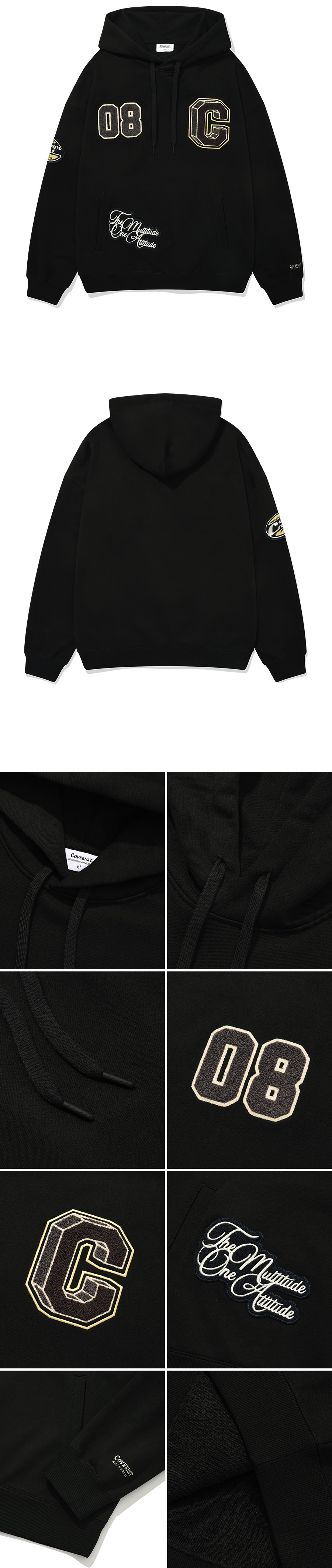TXT スビン着用]COVERNAT College C Logo Drop Fit Hoodie Black MUSINSA公式 | COVERNAT College C Logo Drop Fit Hoodie Black