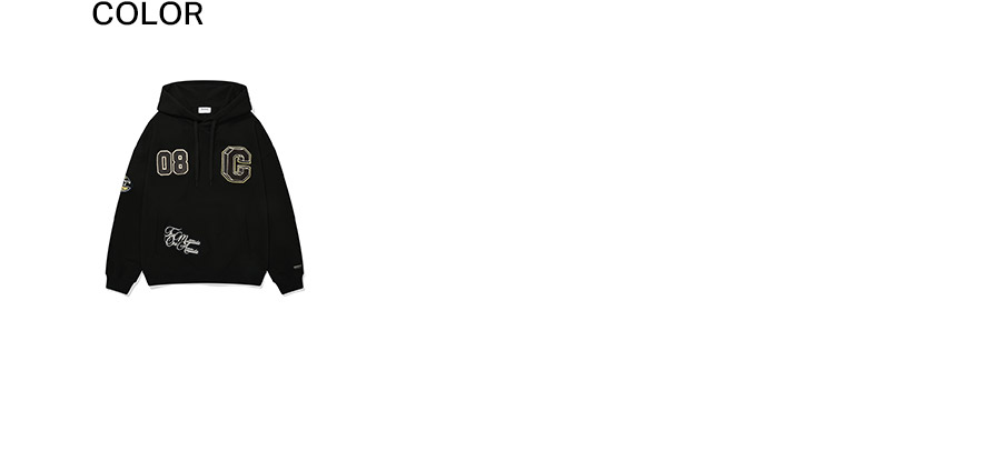 MUSINSA公式 | COVERNAT College C Logo Drop Fit Hoodie Black