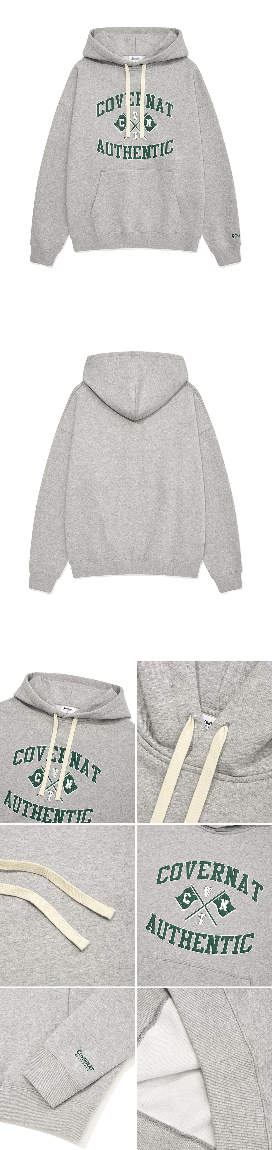 パーカー・フーディ COVERNAT Flag Arch Drop Fit Hoodie Melange Gray MUSINSA | COVERNAT Flag Arch Drop Fit Hoodie Melange Grey