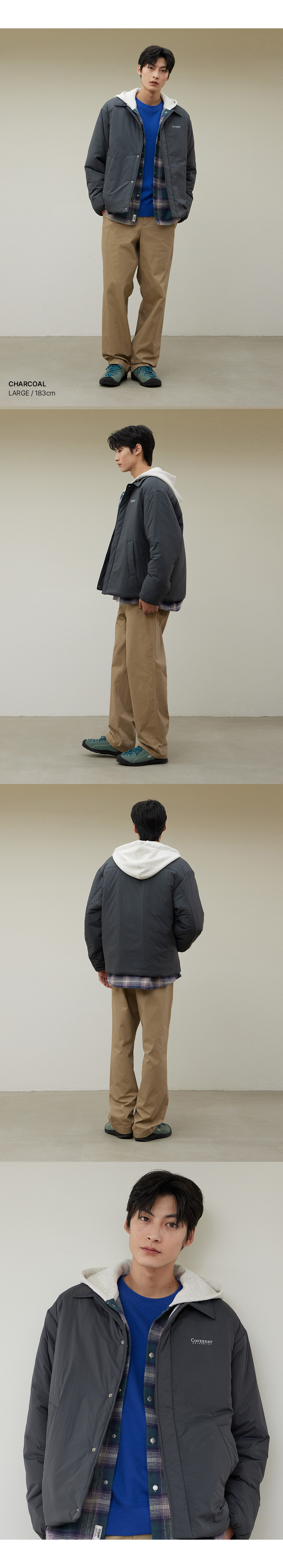 MUSINSA | COVERNAT Padded Coach Jacket Charcoal