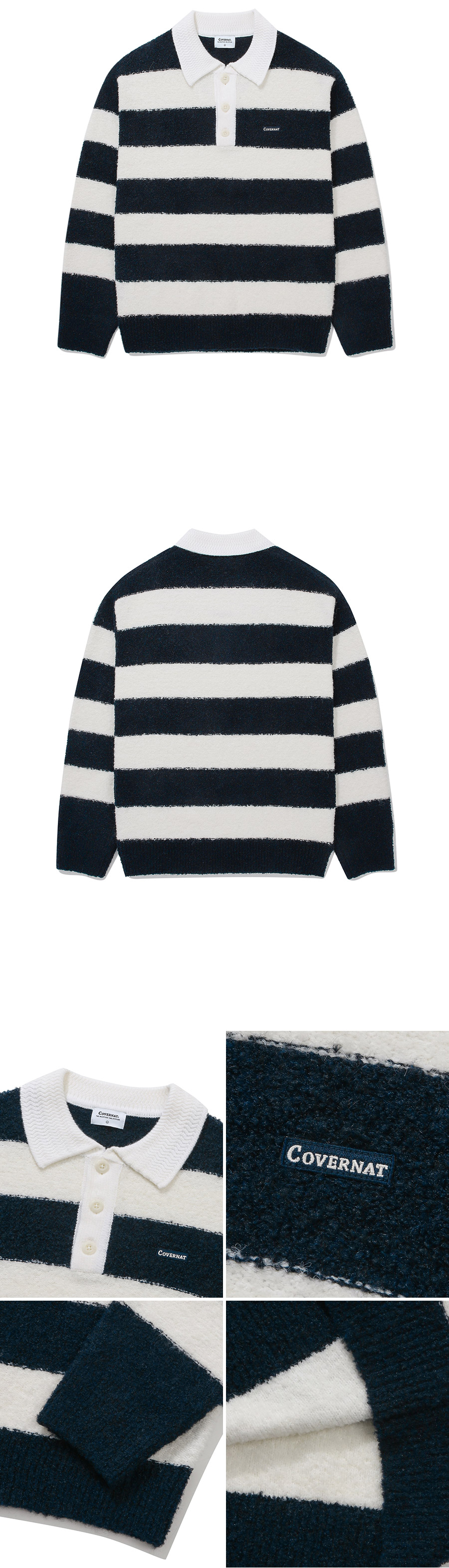 【COVERNAT】 Buckle Yarn Rugby Knit MUSINSA | COVERNAT Buckle Yarn Rugby Knit Dark Navy