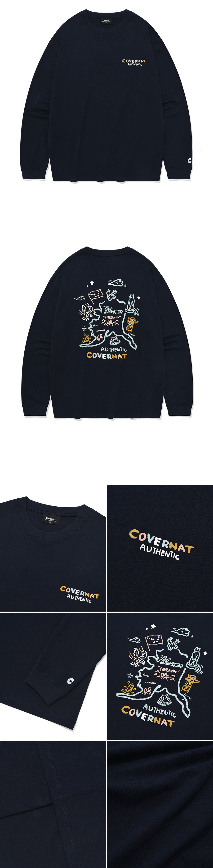 【COVERNAT】 ★ Iceland Line Graphic Long Sleeve ★ 大人気 MUSINSA | COVERNAT Iceland Line Graphic Long Sleeve White