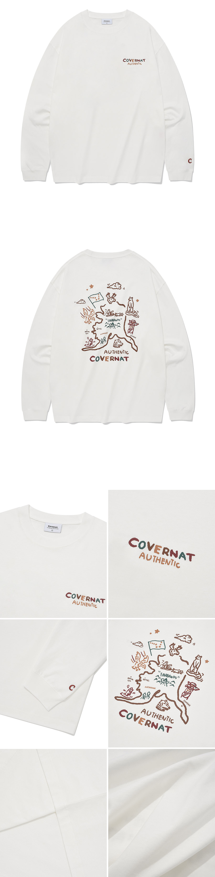 MUSINSA | COVERNAT Iceland Line Graphic Long Sleeve White