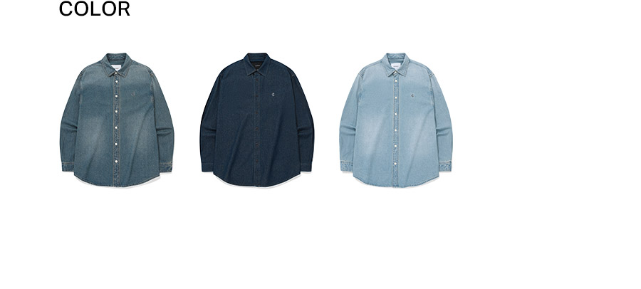 MUSINSA | COVERNAT Semi overfit washed denim shirt indigo