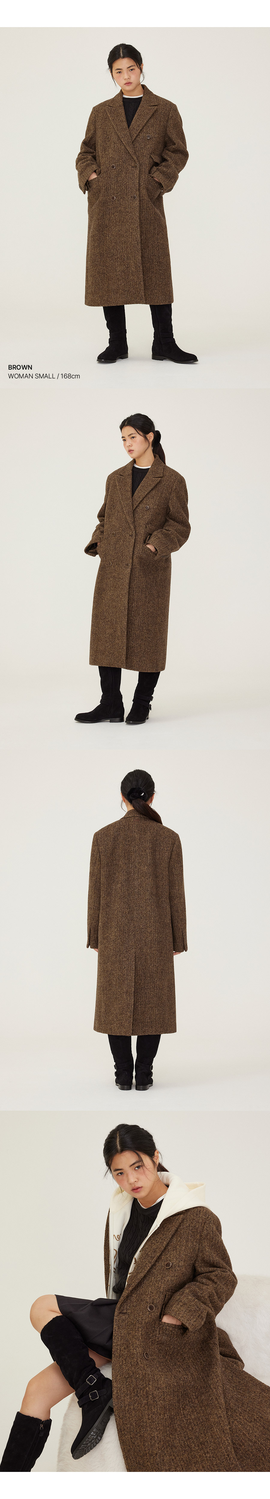 コート COVERNAT Women's Double Long Coat Brown CO2404CT74BR MUSINSA | COVERNAT WOMAN Women's Double Long Coat Brown