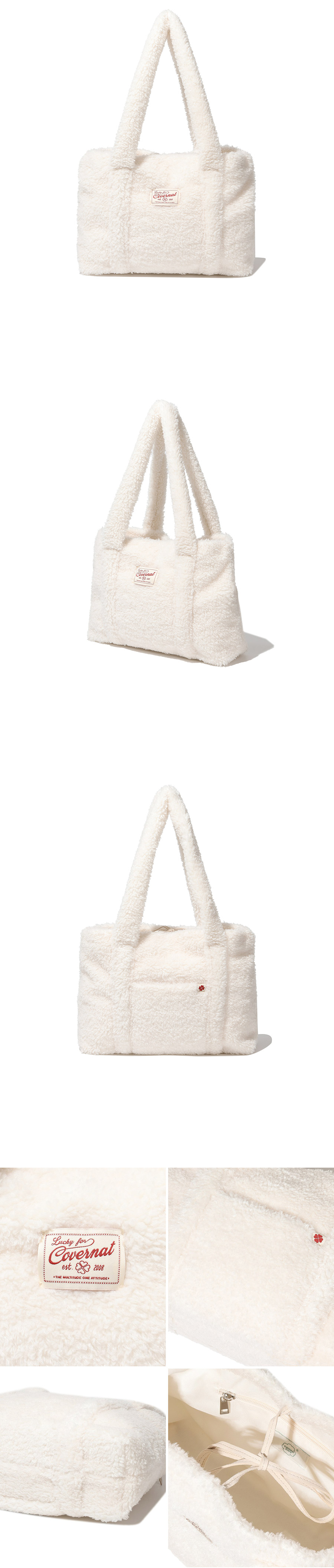 ★COVERNAT WOMAN★ Cloverheart Fluffy Medium Tote Bag Ivory MUSINSA | COVERNAT WOMAN Cloverheart Fluffy Medium Tote Bag
