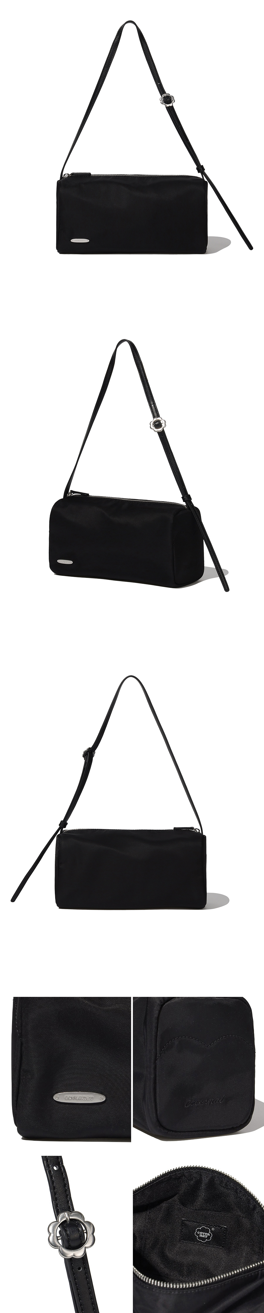 MUSINSA | COVERNAT WOMAN Clover Heart Square Shoulder Bag Black