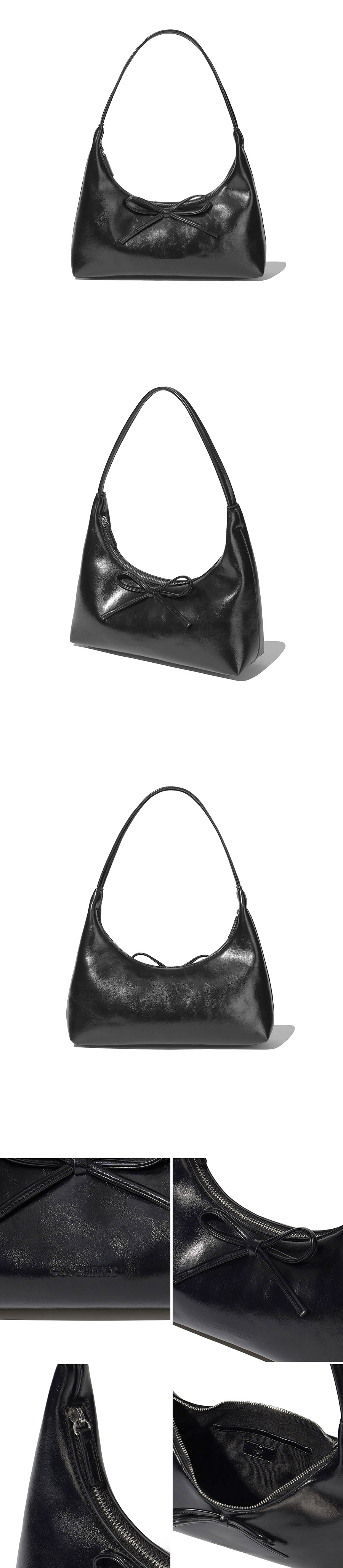 MUSINSA | COVERNAT WOMAN Clover Heart Ribbon Tote Bag Black