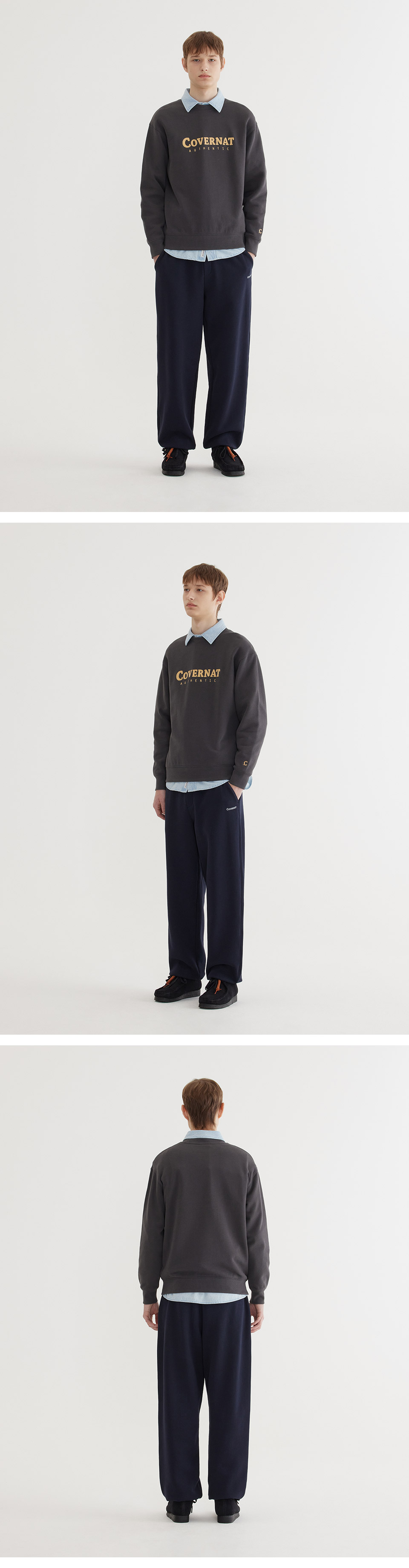 スウェット・トレーナー COVERNAT Small Authentic Logo Man to Man Charcoal MUSINSA | COVERNAT Authentic Logo Man to Man Charcoal