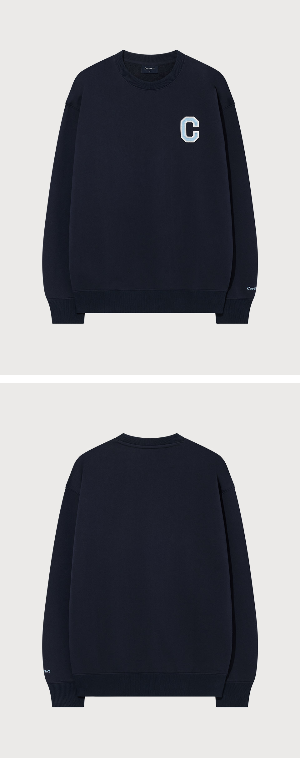 スウェット・トレーナー COVERNAT Comfort Logo Varsity Man to Man Black MUSINSA | COVERNAT C Logo Man to Man Dark Navy