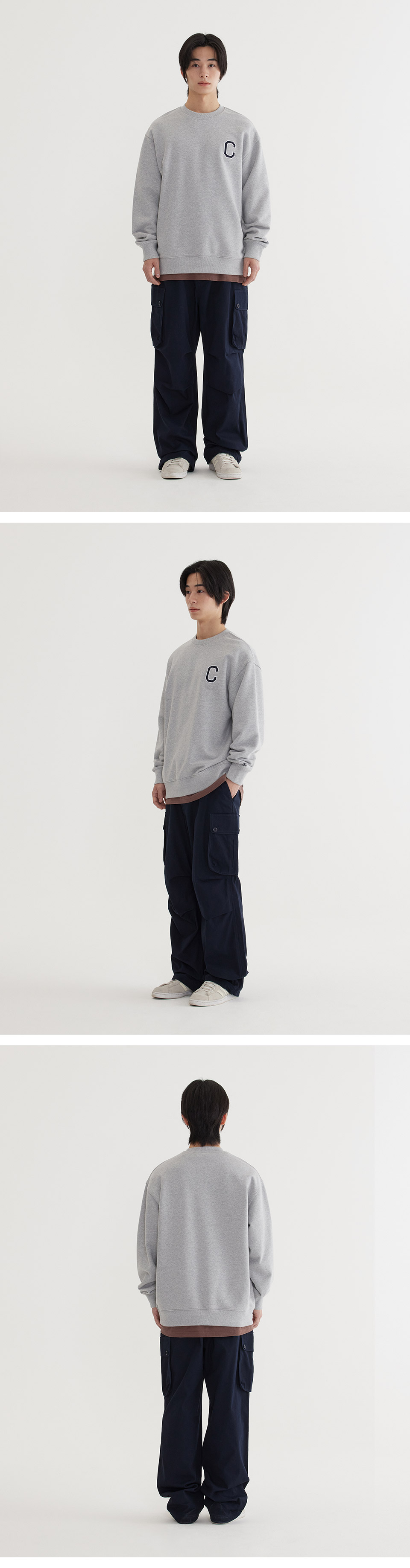 スウェット・トレーナー COVERNAT Emblem Logo Man to Man Melange Gray MUSINSA | COVERNAT C Logo Man to Man Melange Gray