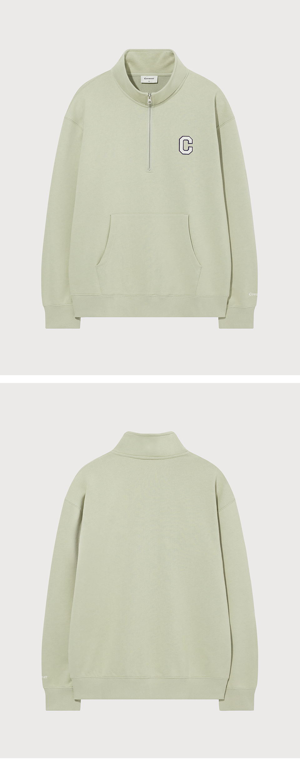 スウェット・トレーナー COVERNAT Signature symbol man to man olive MUSINSA | COVERNAT Arch Logo Half Zip Up Man to Man Oatmeal