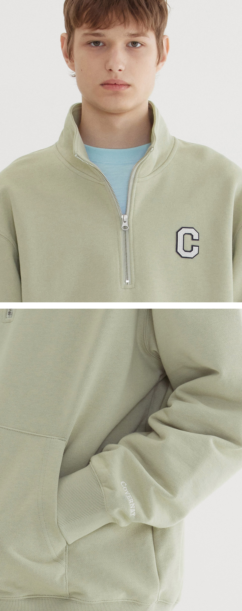 MUSINSA | COVERNAT [SET] C Logo Half Zip-up Man to Man Light