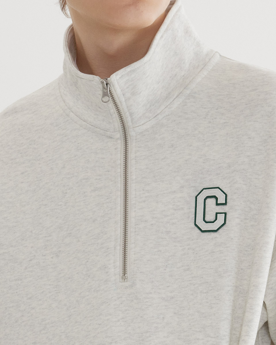 MUSINSA | COVERNAT C Logo Half Zip-up Man to Man Oatmeal