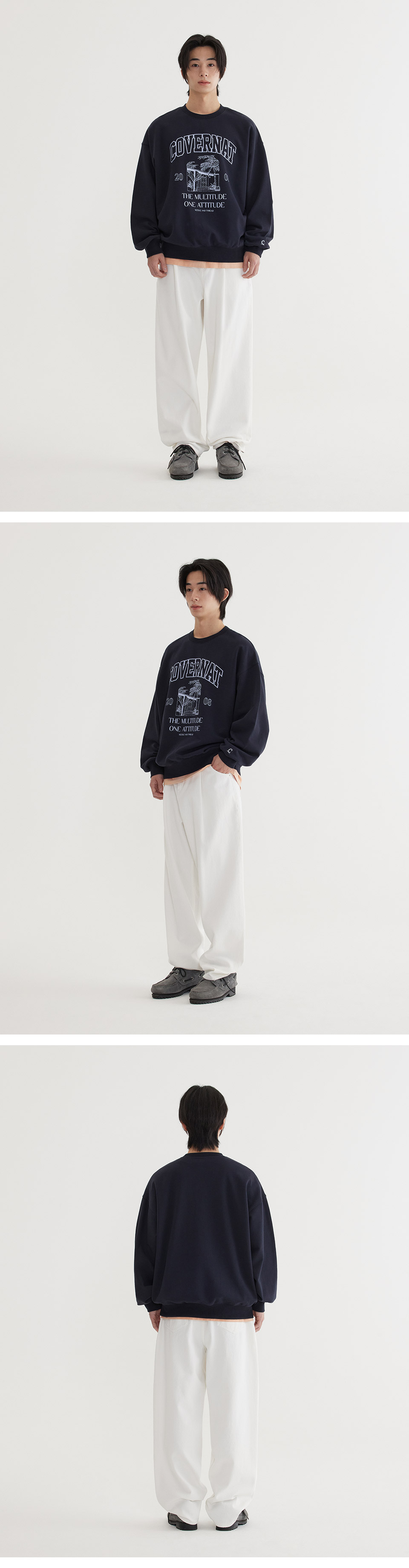 スウェット・トレーナー COVERNAT Palm Tree Graphic Man to Man Dark Navy Palm Tree Graphic Sweatshirt Dark Navy - Covernat | 60