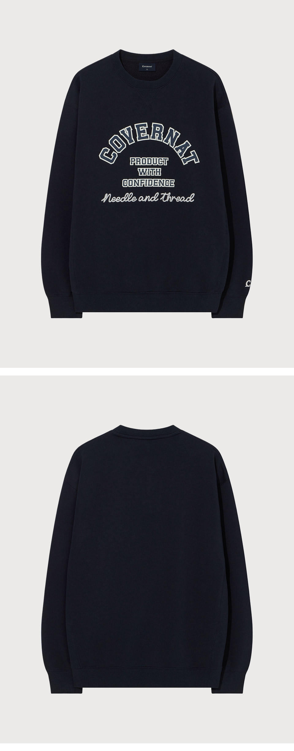 スウェット・トレーナー COVERNAT Arch Logo Man to Man Dark Navy MUSINSA | COVERNAT Classic Arch Logo Man to Man Dark Navy