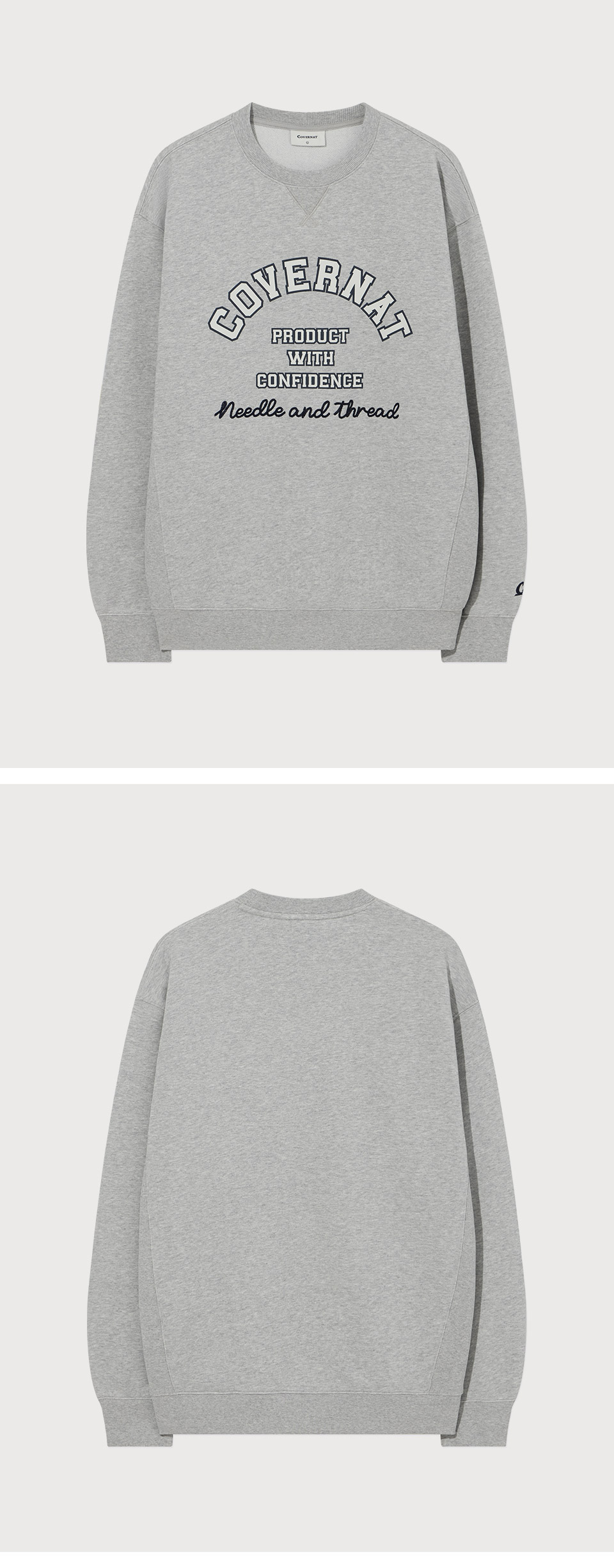 スウェット・トレーナー COVERNAT Retro Lettering Man to Man Melange Gray MUSINSA | COVERNAT Classic Arch Logo Man to Man Melange Gray