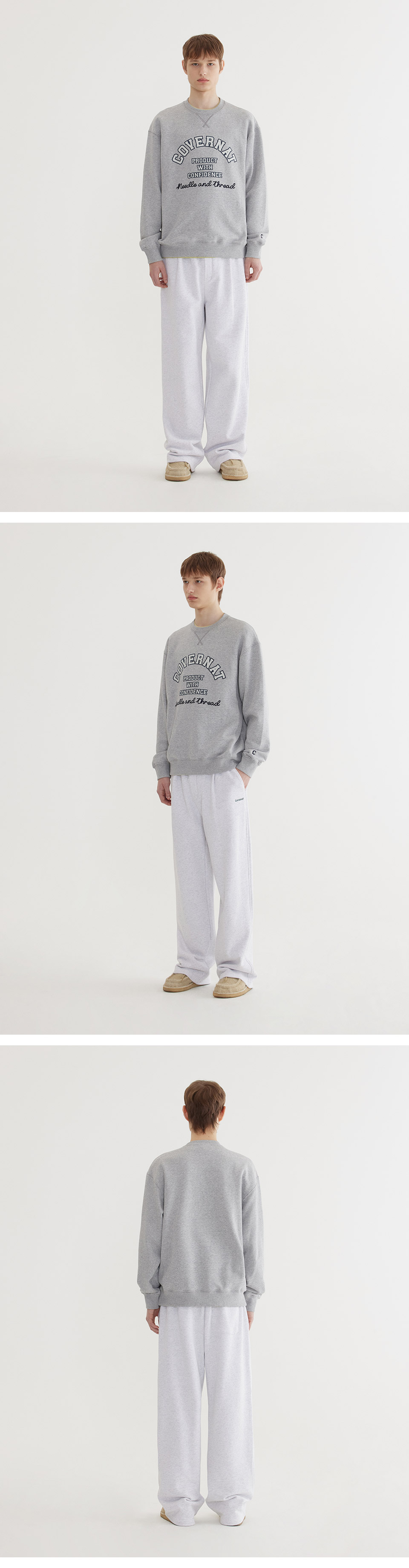 MUSINSA | COVERNAT Classic Arch Logo Man to Man Melange Gray