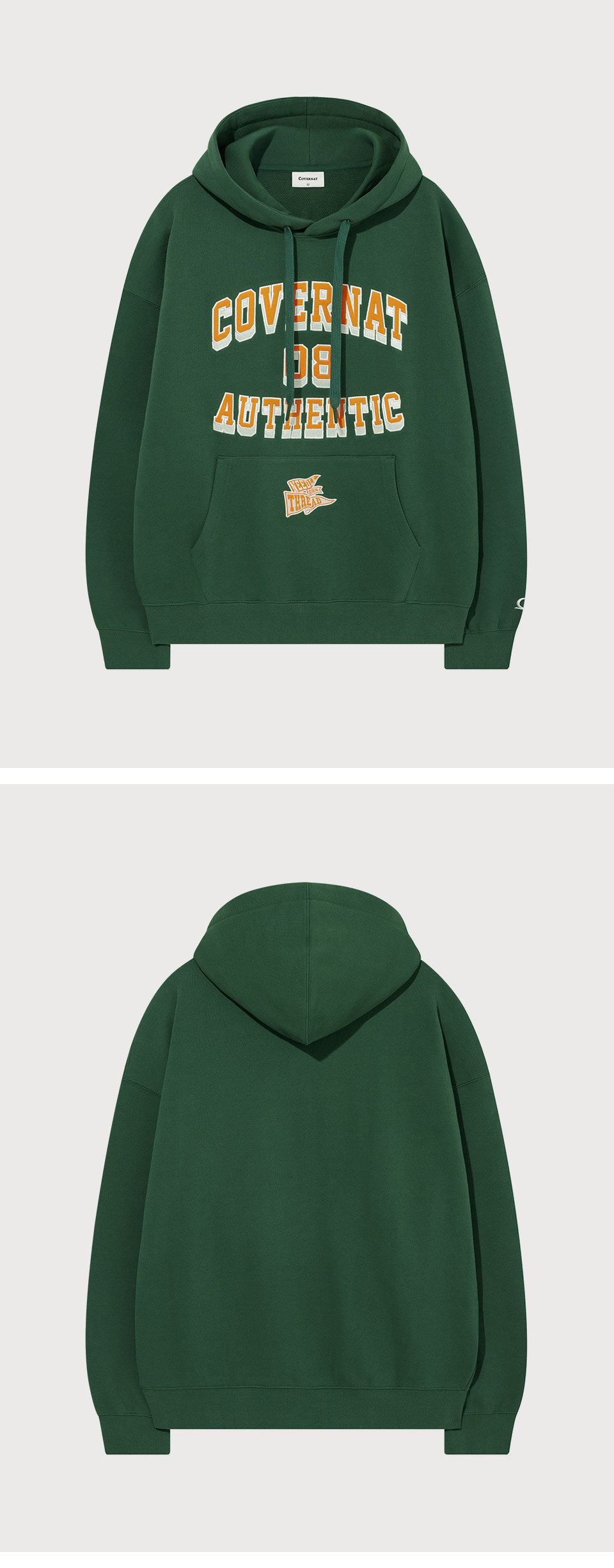 パーカー・フーディ COVERNAT Flag Arch Logo Overfit Hoodie Green MUSINSA | COVERNAT Flag Arch Logo Overfit Hoodie Green