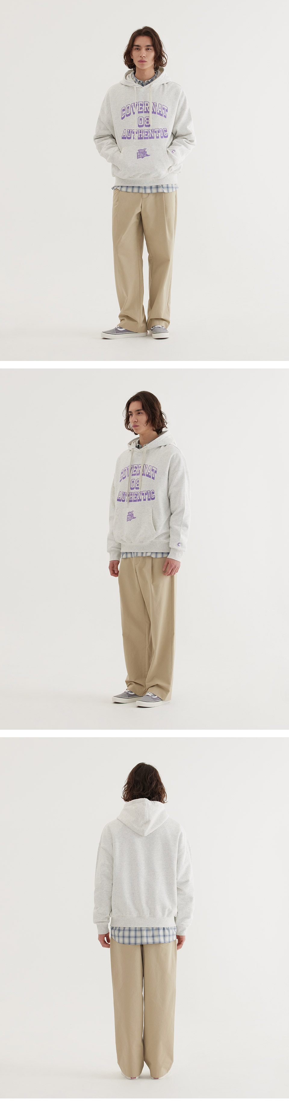 MUSINSA | COVERNAT Flag Arch Logo Overfit Hoodie Oatmeal