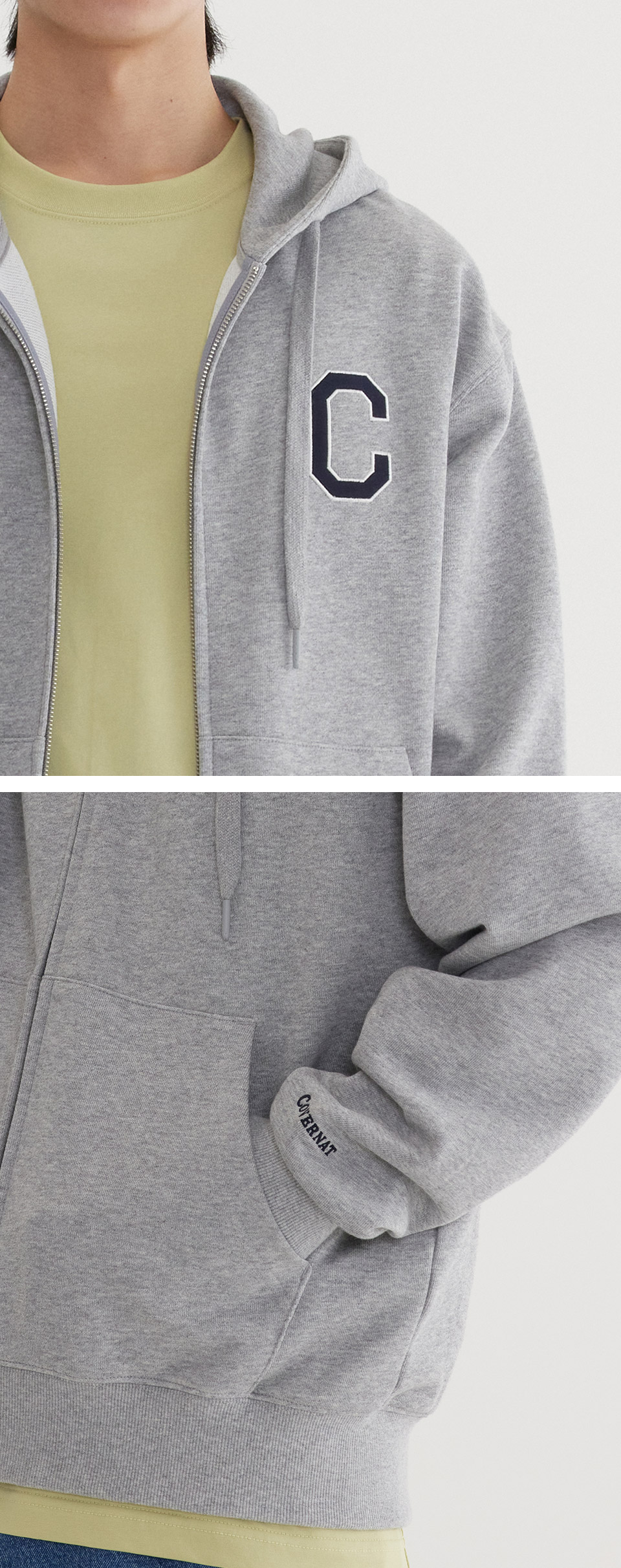 パーカー・フーディ COVERNAT C Logo Fleece Hoodie Melange Grey MUSINSA | COVERNAT C Logo Hoodie Melange Gray