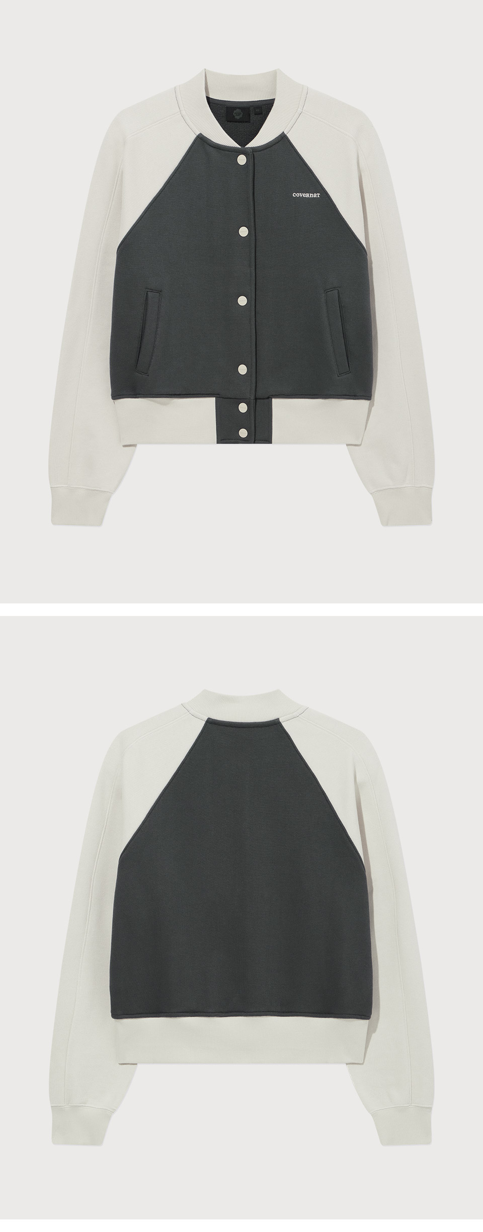 ジャケット [COVERNAT] Women Sweat Varsity Jacket Charcoal MUSINSA | COVERNAT WOMAN Women's Sweat Varsity Jacket Charcoal
