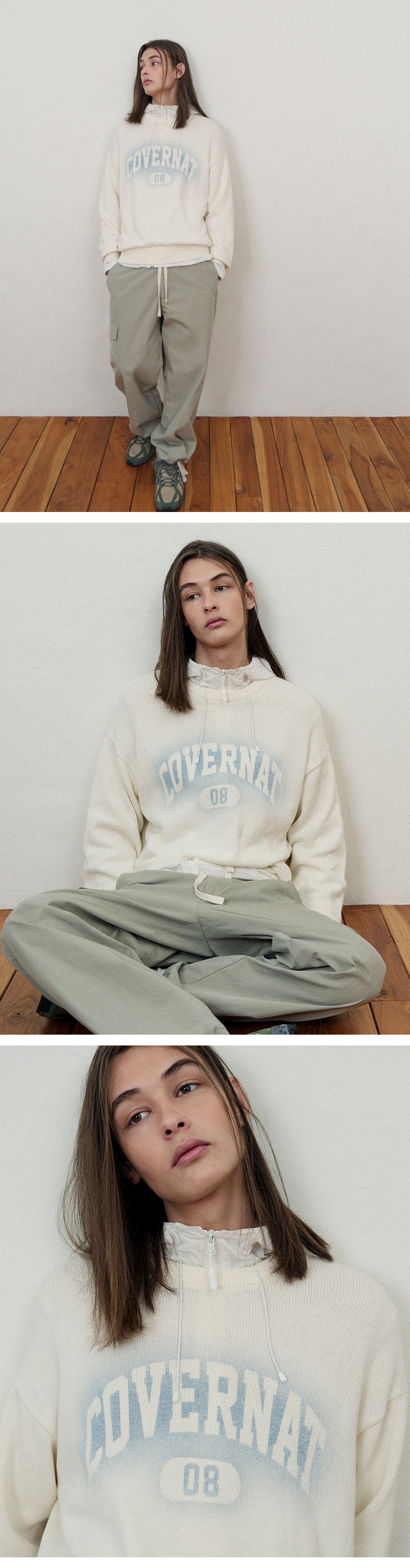 ニット・セーター COVERNAT Spray Arch Logo Crew Neck Knitwear 5MM335 MUSINSA公式 | COVERNAT Spray Arch Logo Crewneck Knit Charcoal