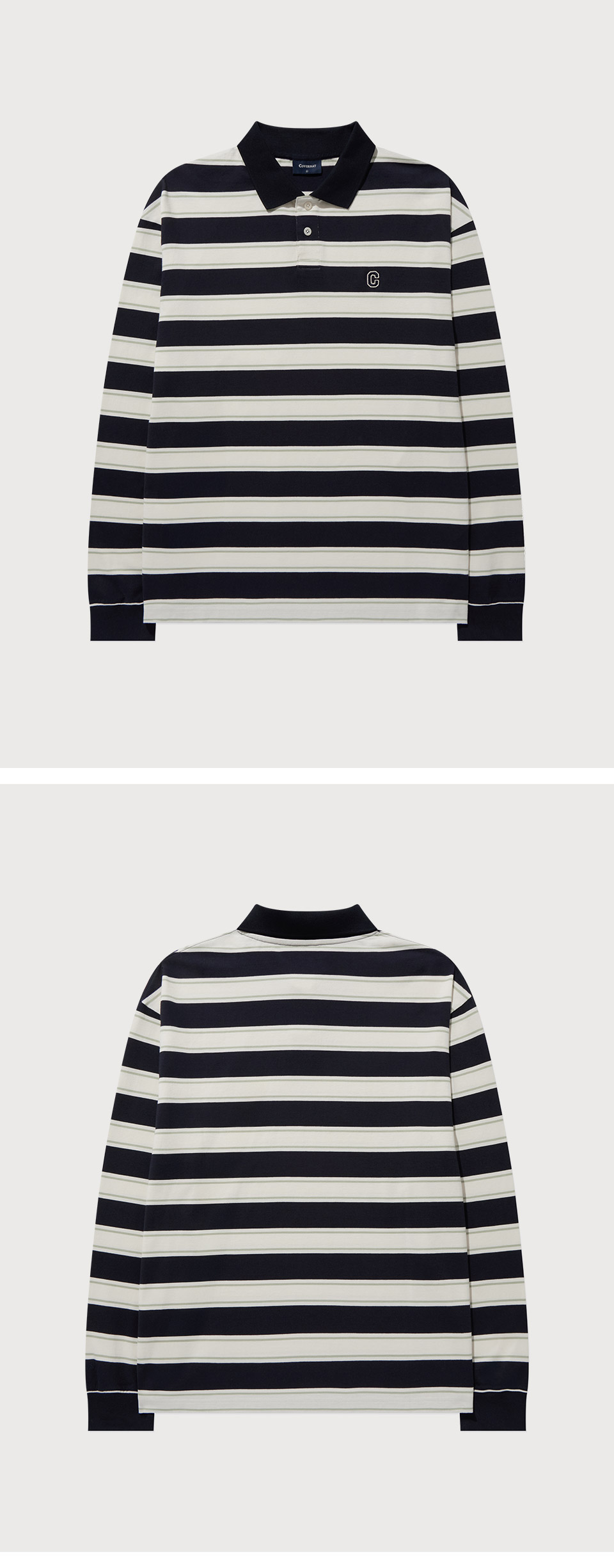 COVERNATのStriped Collar Long Sleeve 全2色 MUSINSA | COVERNAT Striped Collar Long Sleeve Turquoise