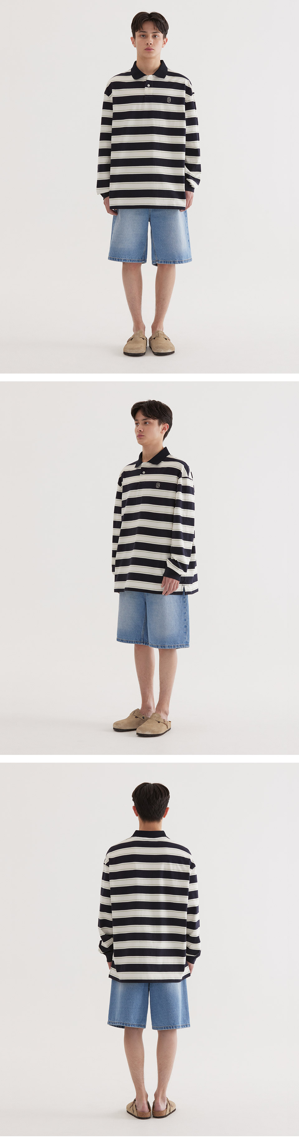 COVERNATのStriped Collar Long Sleeve 全2色 MUSINSA | COVERNAT Striped Collar Long Sleeve Turquoise