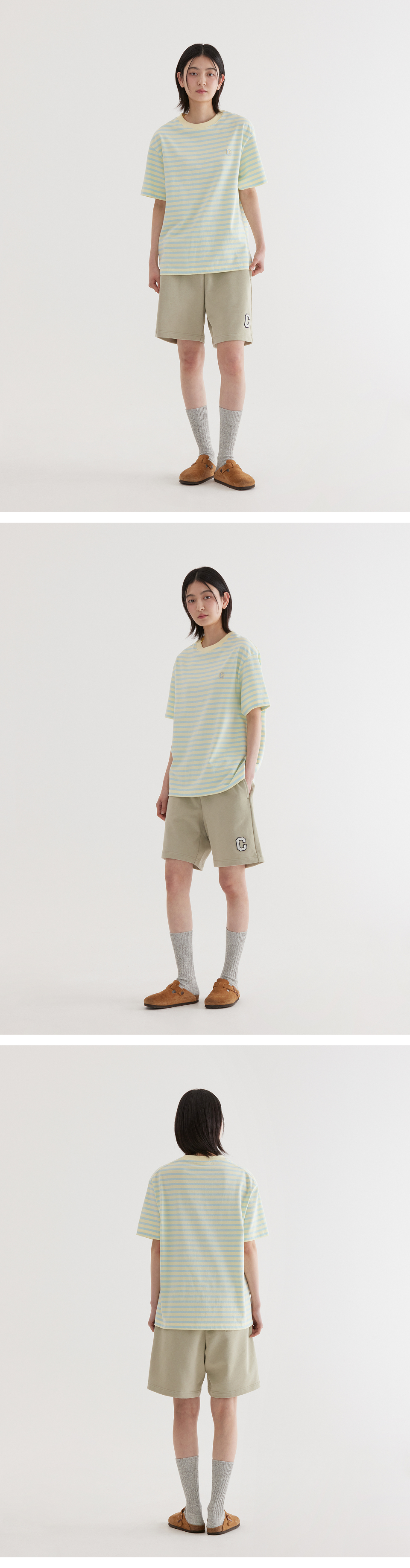 MUSINSA | COVERNAT Regular C Logo Sweat Shorts Light Khaki