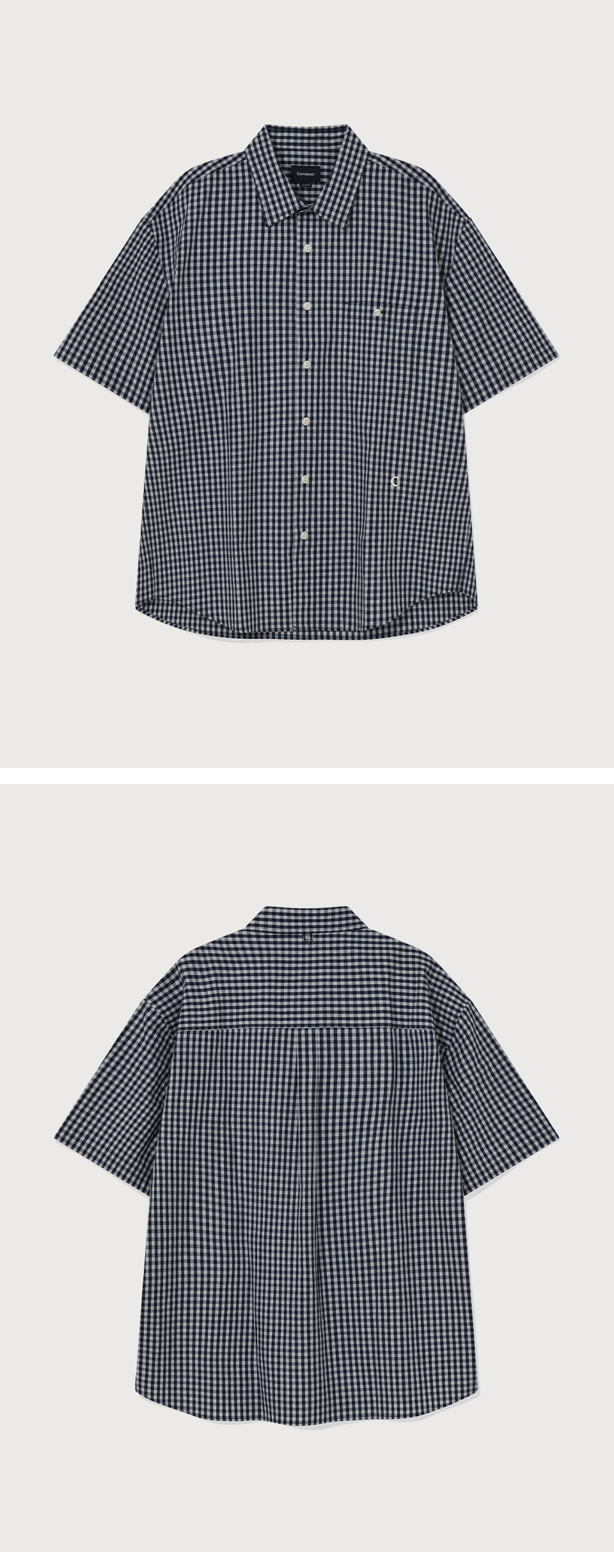 [COVERNAT]★25SS★韓国人気★GINGHAM HALF SHIRT MUSINSA公式 | COVERNAT Gingham Half Shirt Dark Navy