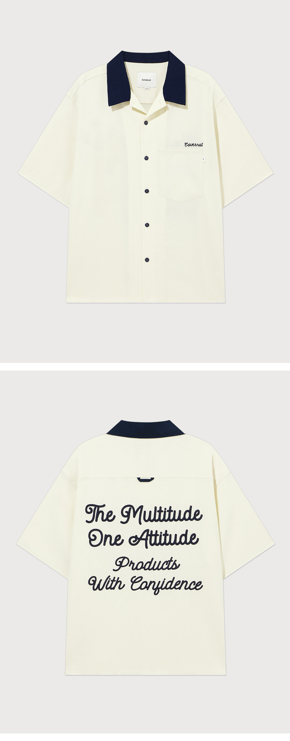 【COVERNAT】 Lettering Half Shirt‐ Ecru MUSINSA | COVERNAT Lettering Half Shirt Ecru