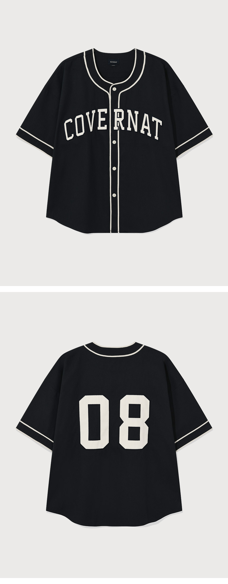 MUSINSA公式 | COVERNAT Arch Logo Baseball Half Shirt Dark Navy