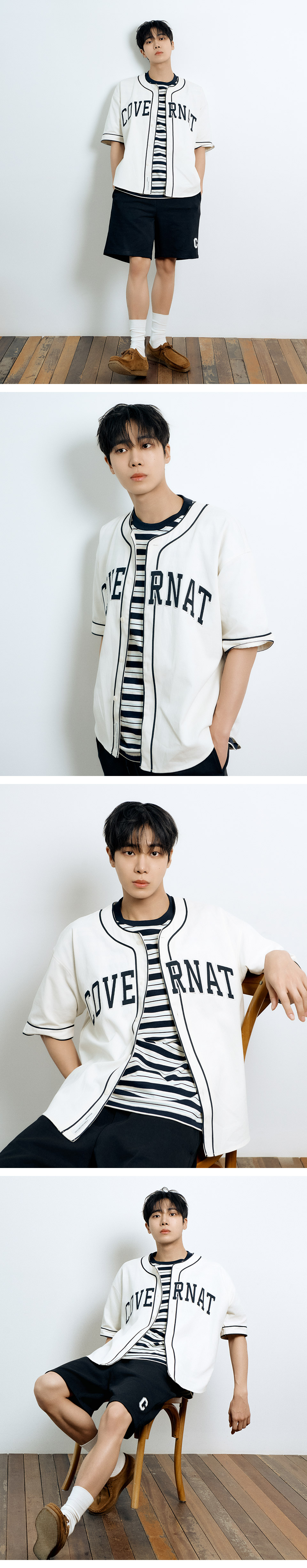 MUSINSA公式 | COVERNAT Arch Logo Baseball Half Shirt Ivory