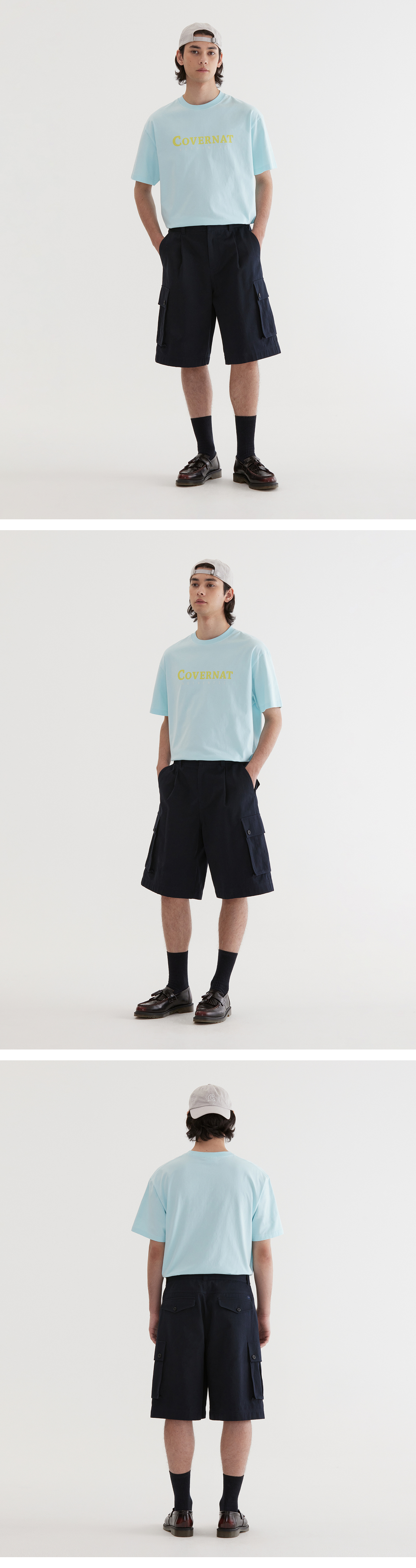Tシャツ・カットソー COVERNAT Center Authentic T-Shirt Sky Blue センターオーセンティックロゴTシャツ スカイブルー - Covernat