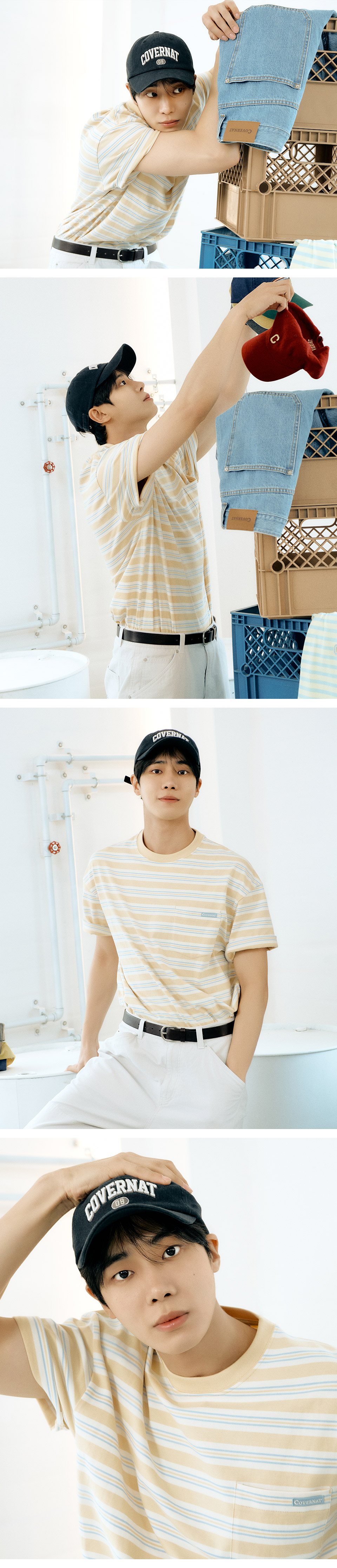 COVERNAT ♥ Multi Stripe T-Shirt/追跡付 MUSINSA公式 | COVERNAT Multi Stripe T-shirt Yellow