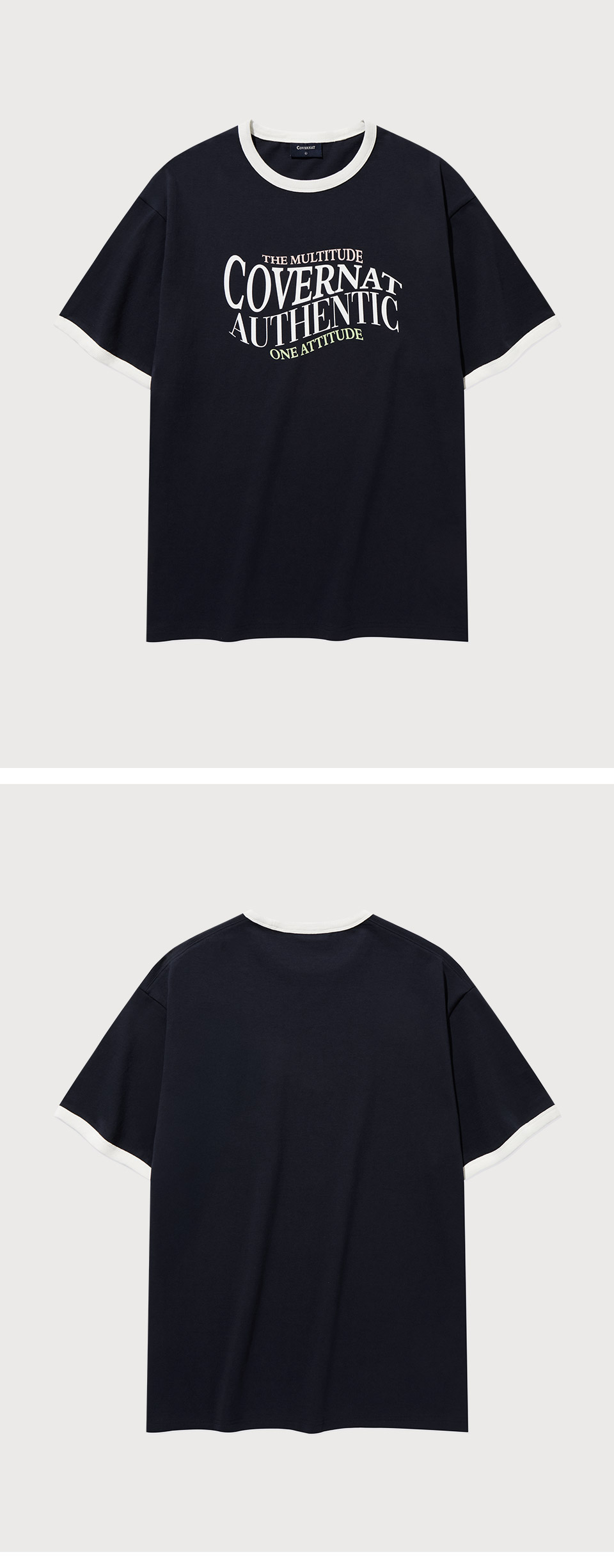 MUSINSA公式 | COVERNAT Typographic Ringer T-Shirt Dark Navy