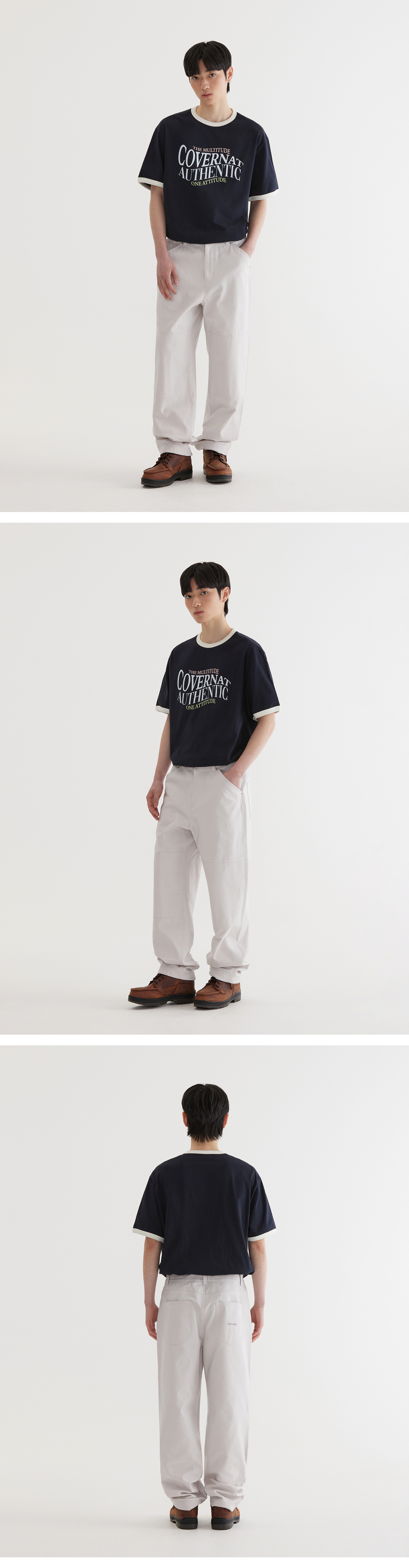 MUSINSA公式 | COVERNAT Typographic Ringer T-Shirt Dark Navy