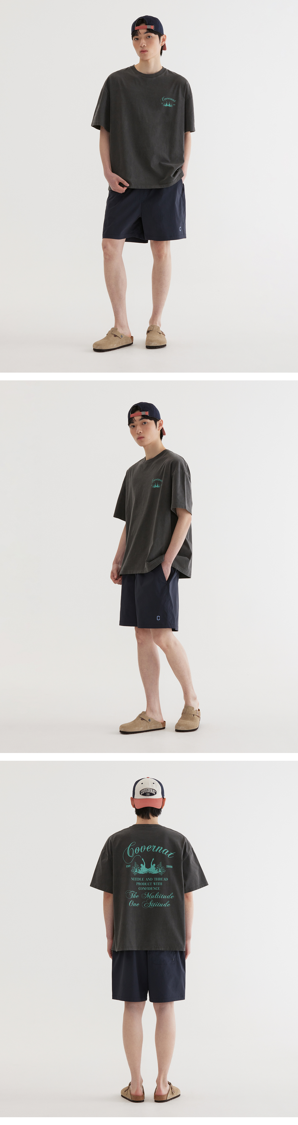 MUSINSA公式 | COVERNAT Surfer Dying Graphic T-Shirt Charcoal