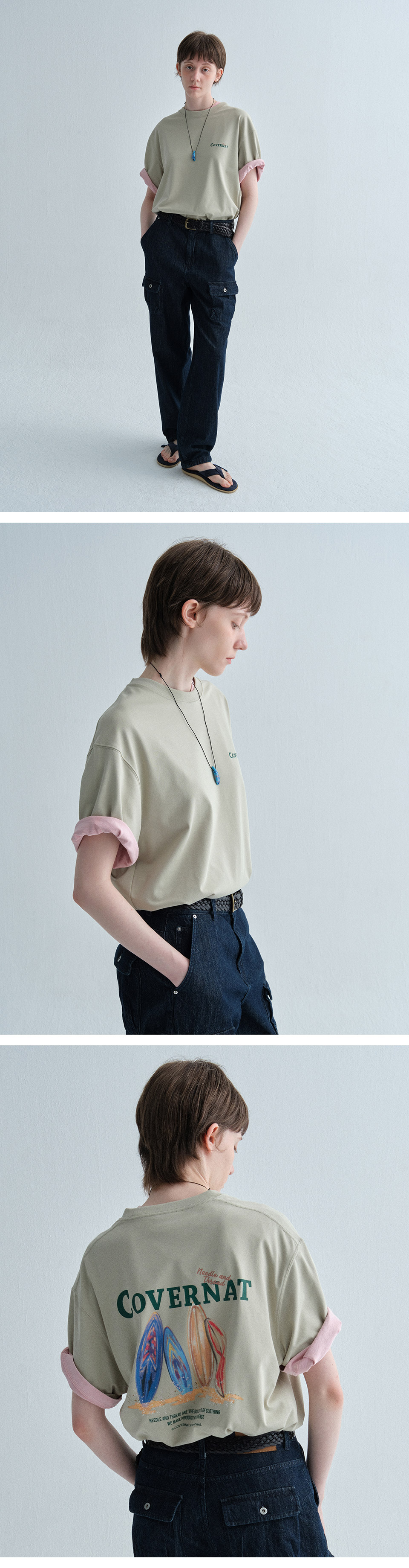 MUSINSA | COVERNAT Supima Quad Board Graphic T-Shirt Light Khaki