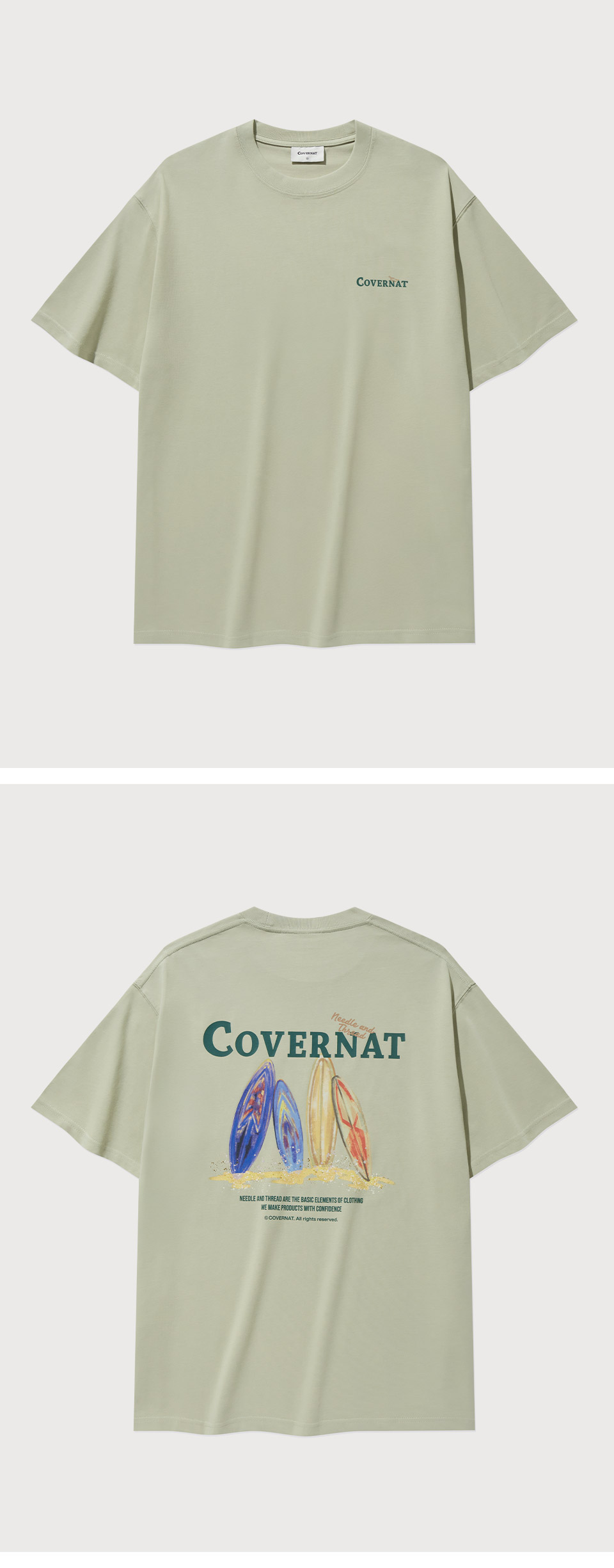 Tシャツ・カットソー COVERNAT Quad Board Graphic T-Shirt Light Khaki クアッドボードグラフィックTシャツ Light Khaki - Covernat