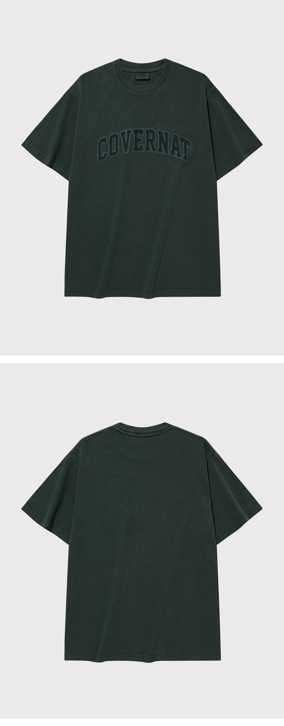 ★COVERNAT★ Arch Applique Dyed T-Shirt Khaki CO2502ST36KH MUSINSA | COVERNAT Arch Applique Dyed T-Shirt Khaki