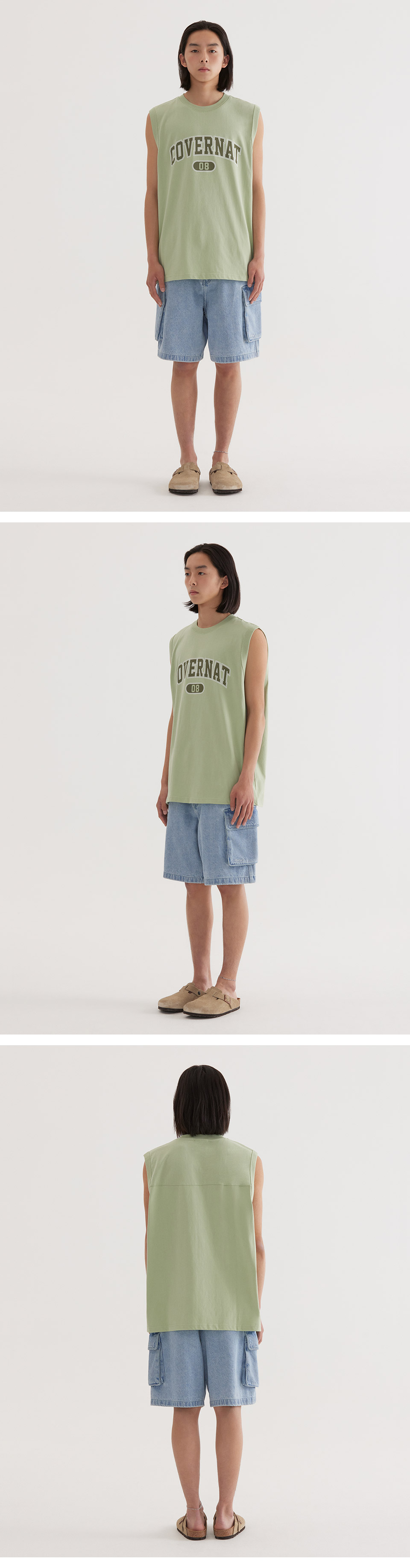 MUSINSA | COVERNAT Arch 08 Logo Sleeveless Light Green
