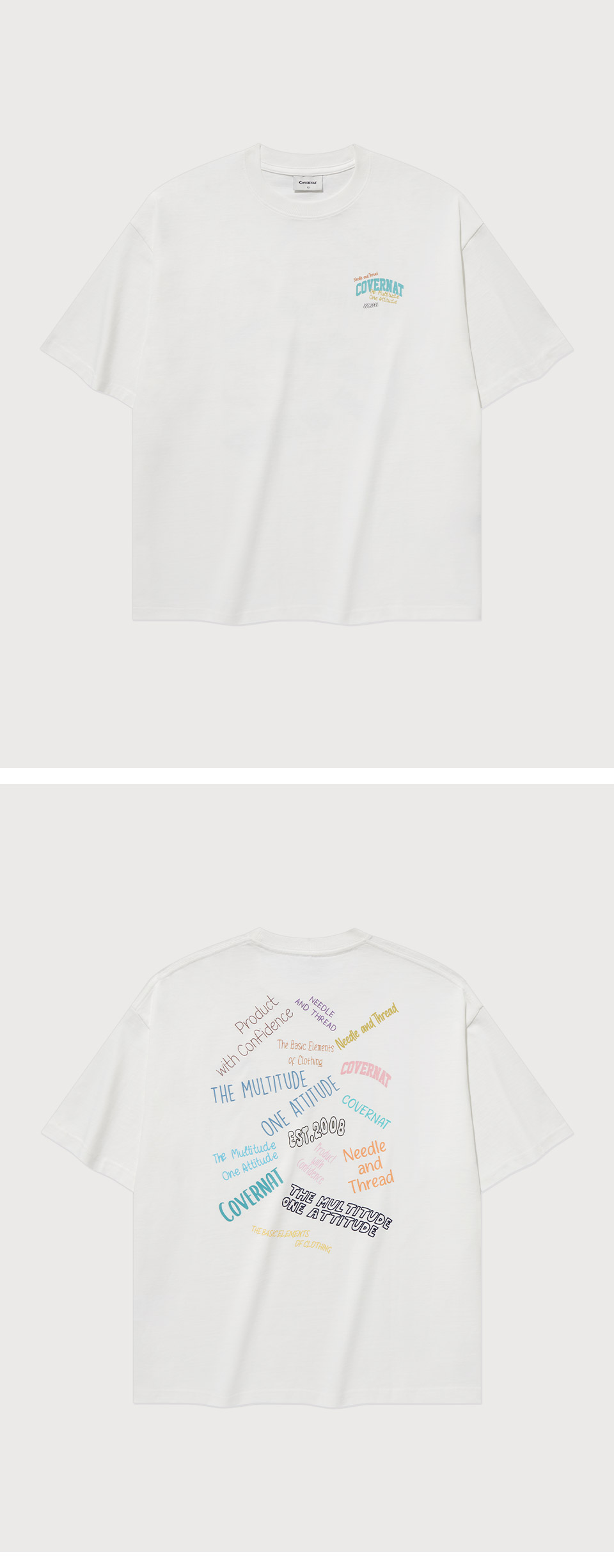 COVERNATのMulti Logo Typography Graphic T-Shirt 全2色 MUSINSA公式 | COVERNAT Multicolor Logo Graphic T-Shirt Dark Navy