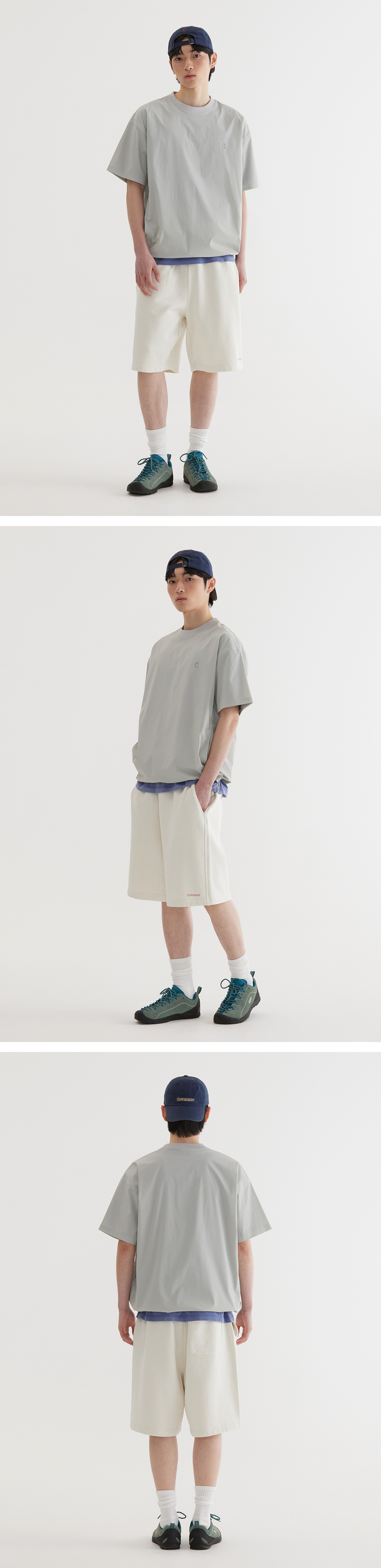 MUSINSA | COVERNAT [SET] Tech Nylon Basic T-shirt Light Gray