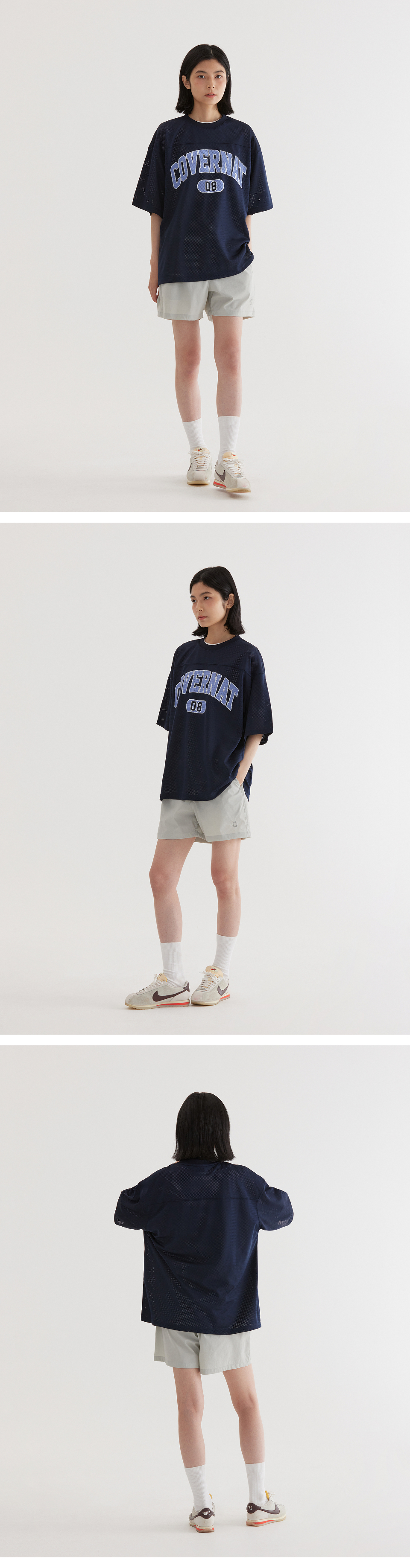 MUSINSA | COVERNAT Arch Mesh T-Shirt Dark Navy